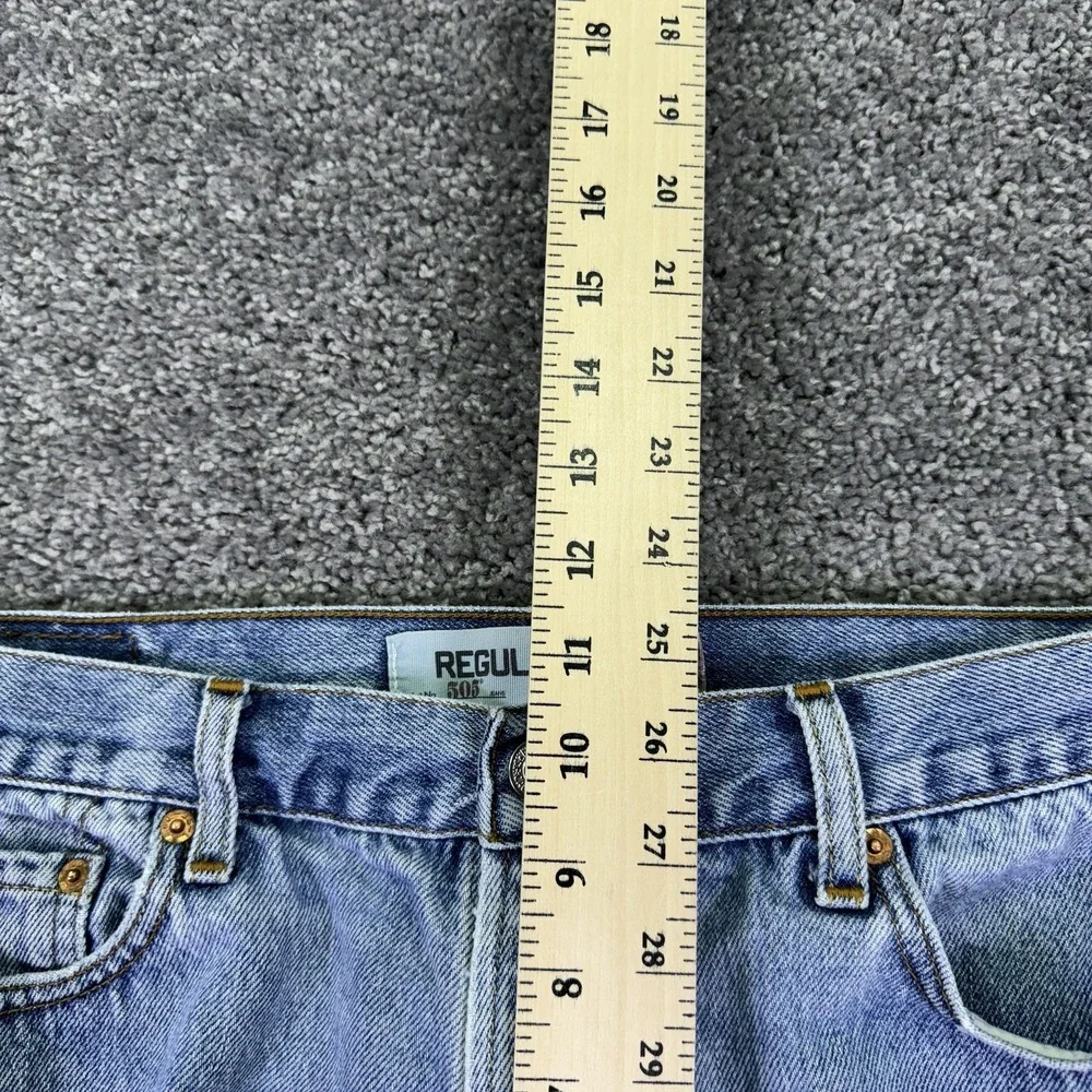 Vtg Levis 505 Jeans Mens 36x25 Blue Regular Straight Denim Light Wash Logo Work